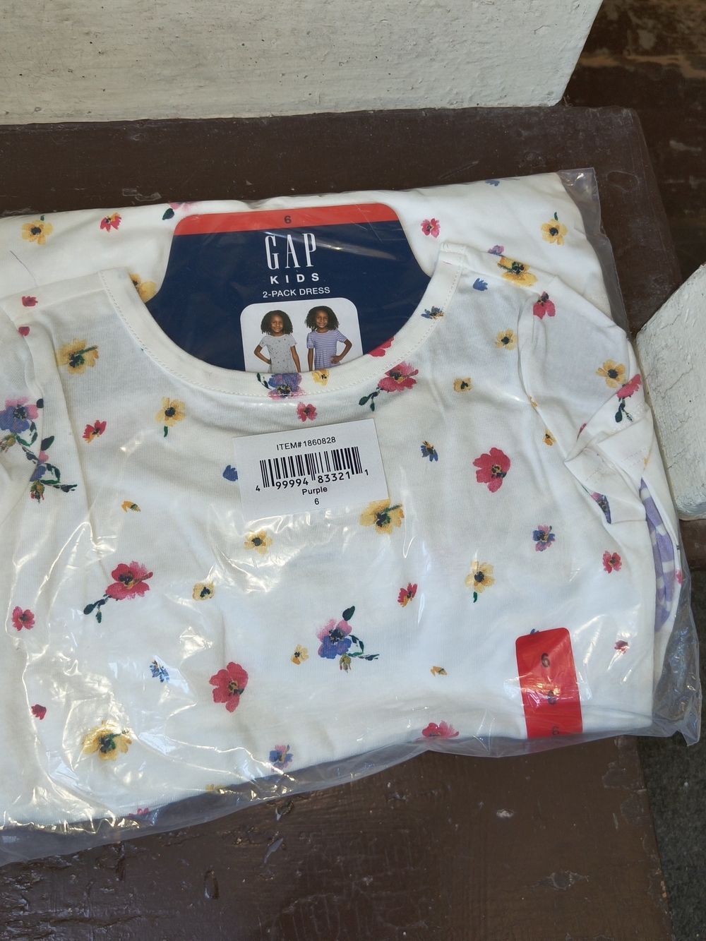 New GAP Kids Dress 2 Pack White Short Sleeve Tee Pink Yellow Purple Floral Print